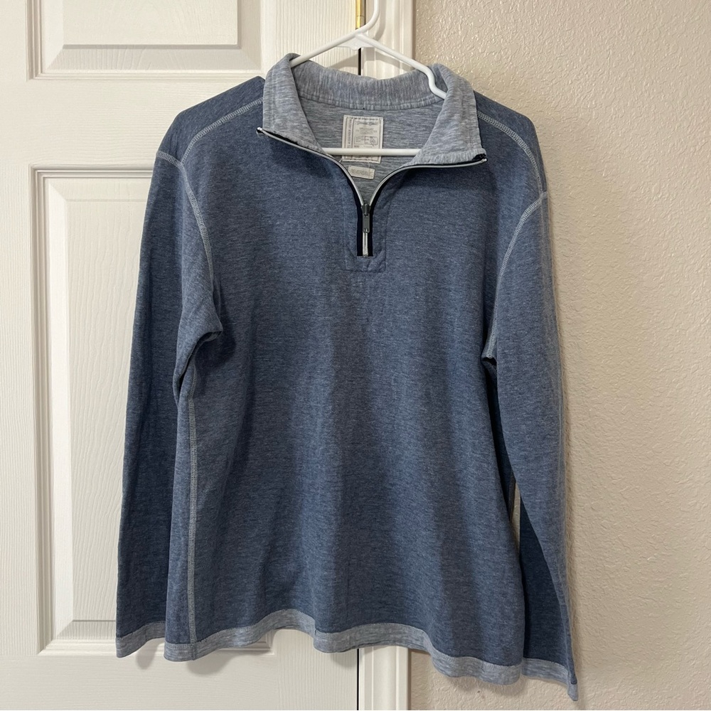 Alexander Julian Colours Men's Reversible Blue Quarter-Zip Sweater - Large